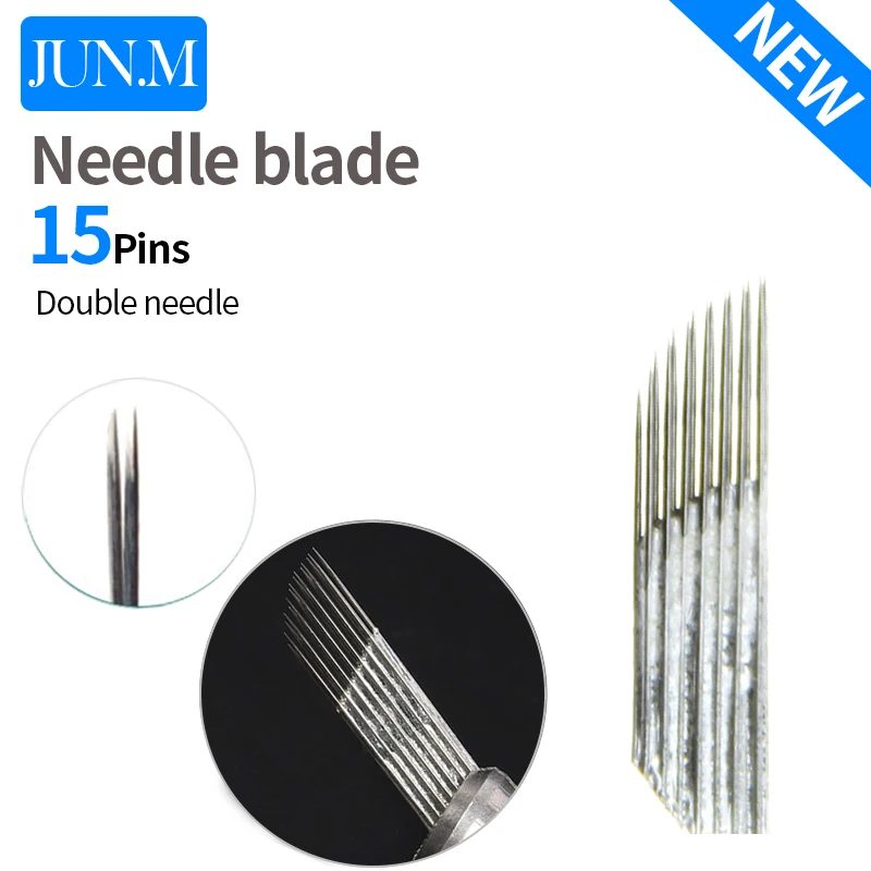 Eyebrow Microblading Needles 2 Row 15Pin Sterilized Lip Permanent Makeup Blades Tattoo Manual Pen Inks Tattooing Supplies Tool