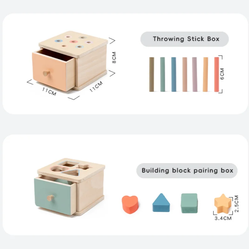 Montessori Coin Box with Color Recognition, Wooden Educational Toy for Babies 6