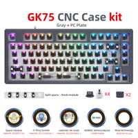 Aluminum 4 Knobs GK75 Triple-Mode Gasket RGB Hot Swappable Macro Programmable Bluetooth Wired 2.4G Mechanical Keyboard Barebones