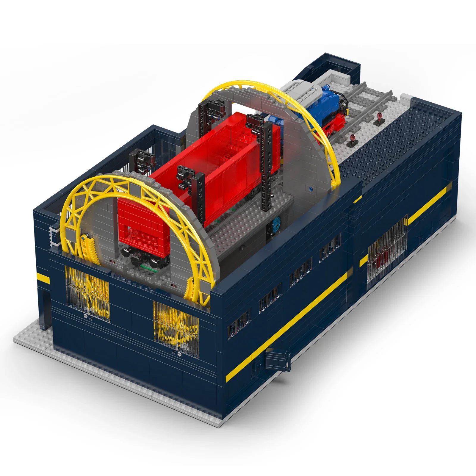 Mold Koning 17094 Spoorweg roterende auto dumper Model Bouwstenen speelgoed MOC Bricks kits Techniek speelgoed voor kind Kerstcadeau