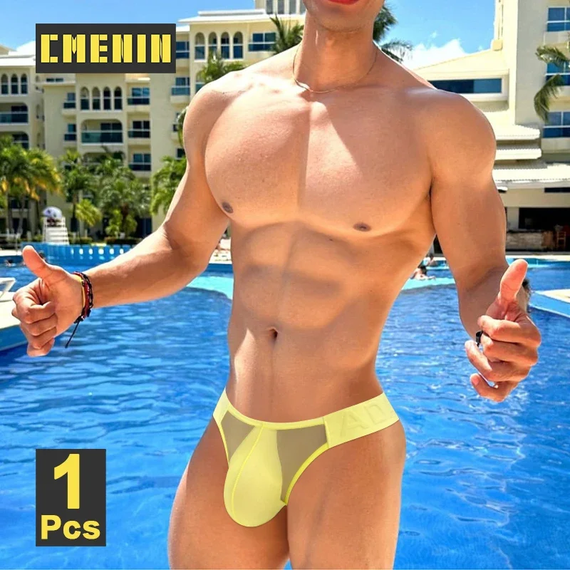 CMENIN Sexy Underwear for Men Transparent Mesh Bikini Slips Men's Panties Large Pouch U Raised Ultra-thin Gays Briefs Underpants