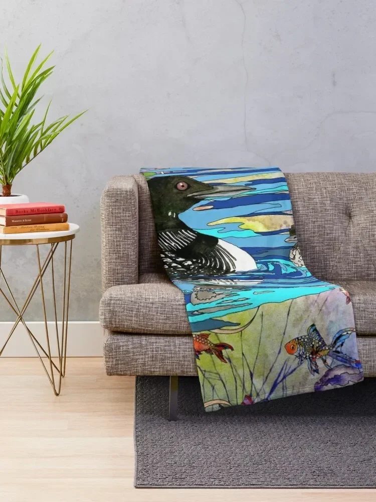 Loons and Water Lilies Throw Blanket Baby Bed Decorative Sofas Blankets