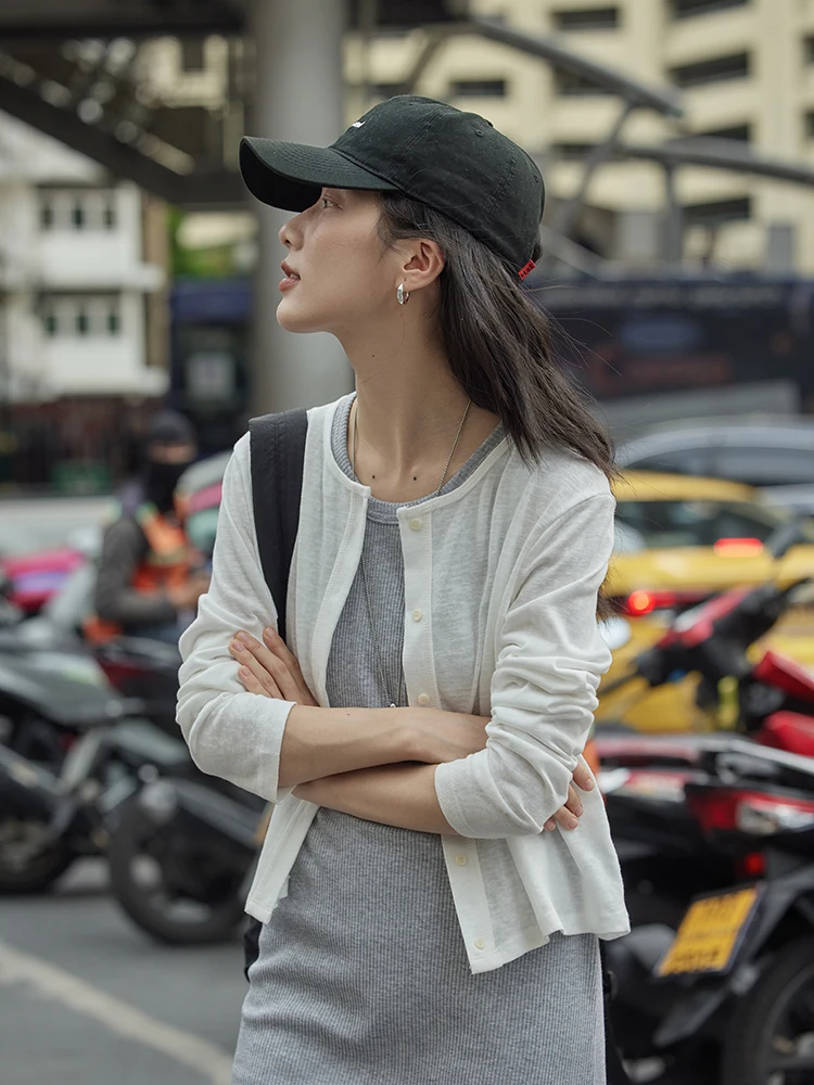 

Весенняя новинка: Женский тонкий вязаный кардиган с длинными рукавами, однотонный, универсальный, из высококачественных материалов, повседневный стиль.