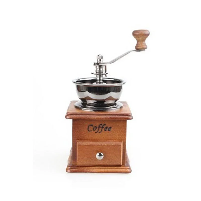 커피 핸드 그라인더 우드 빈티지 앤티크 세라믹 핸드 크랭크 커피 밀 스테인리스 스틸 스파이스 수동 커피 그라인더