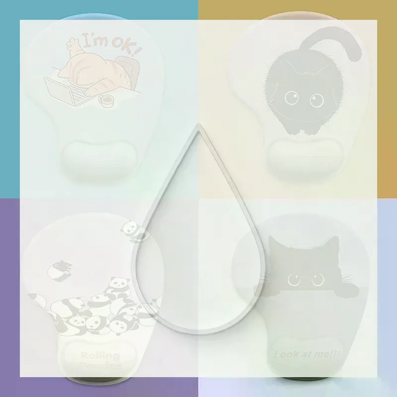 1pc New Cartoon Animal Silicone Wrist Pad Mouse Rest Desk Mat Mouse Pad Stain-resistant Computer Accessories