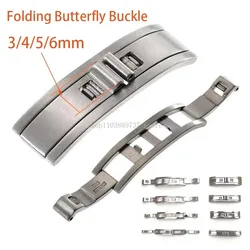 3mm 4mm 5mm 6mm Stainless Steel Folding Butterfly Watchband Buckles Metal Deployment Watch Clasps Watch Strap Connection Buttons