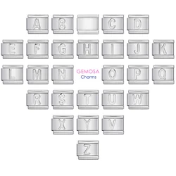 GEMOSA Hot Fashion Convexity Silver Color 26 Letters A-Z Italian Charm Links Fit 9mm Stainless Steel Bracelet Jewelry DIY Making