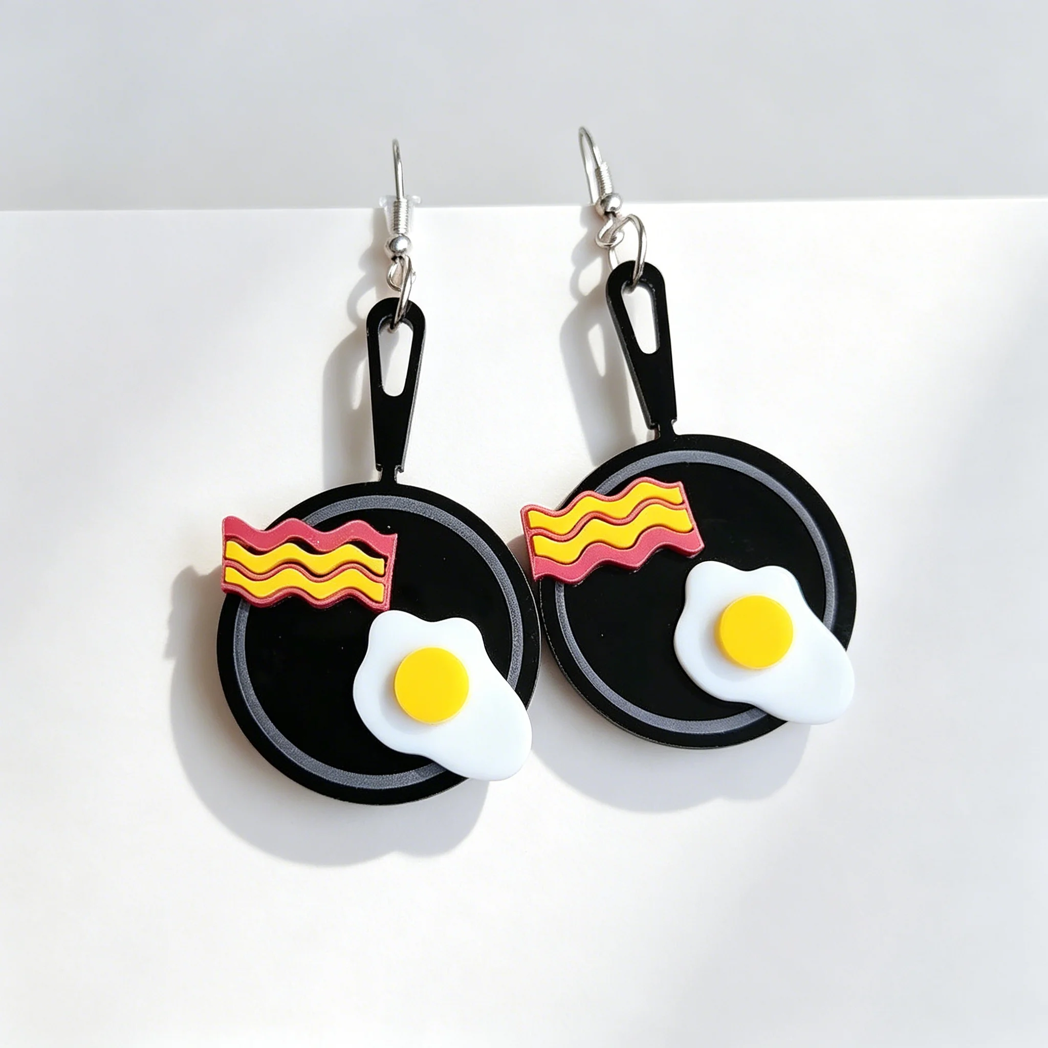 YAOLOGE Fashion Frying Pan Pendant Jewelry Egg Acrylic Unique Shape Woman Earring Jewelry Funny Creative Party Gift Wholesale