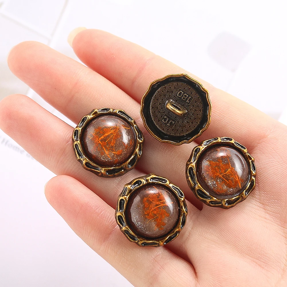 

5PCS Round Metal Eternal Life Flower Buttons Beading Shank Button Sweaters Coat Sewing Supplies and Accessories Decoration Craft