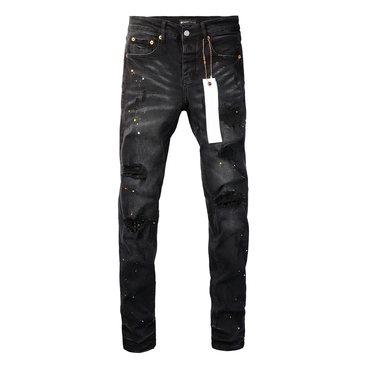 Brand Jeans American High Street Paint Hole Black 9045 2024 New Fashion Trend High quality Jeans