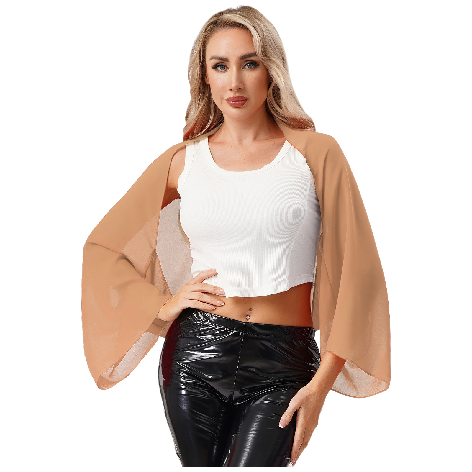 Elegant Women Open Front Shawl Wraps Cover Up Chiffon Thin Coat for Formal Evening Party Wedding Bridesmaid Dress Accessries