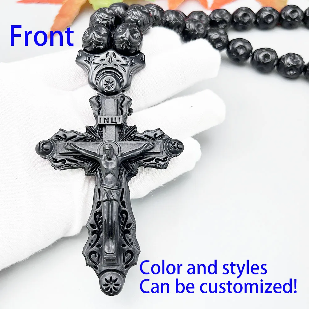 GS235 المعلقات الصليب ثلاثية الأبعاد الراتنج ستيريو الصورة المقدسة الأسود أنماط رائعة الخرز الفداء الديني الإيمان سيارة قلادة حلية #3