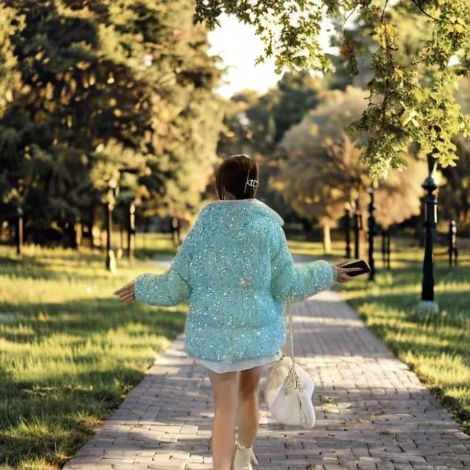 2026 New Winter European Loose Warm Thickening Sequin Cotton Jacket Woman Fashion Women Coat Loose Streetwear