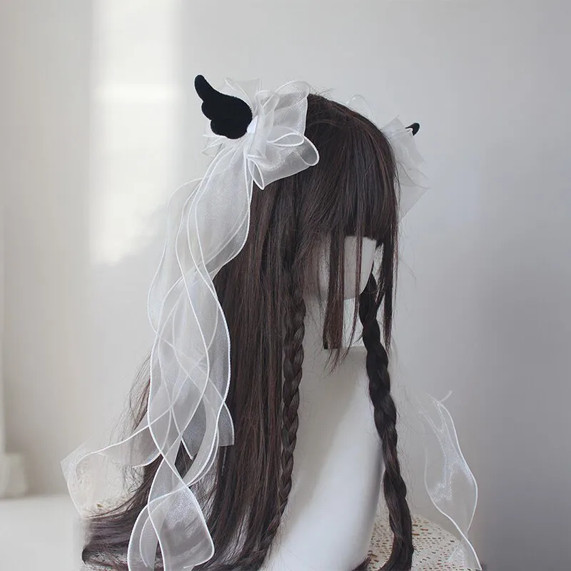 Angel Wing Big Bow Hair Clip Girls Gothic Hairpin Barrettes Hair Ribbons Personality Party Performance Hairpin Hairwear - view 6