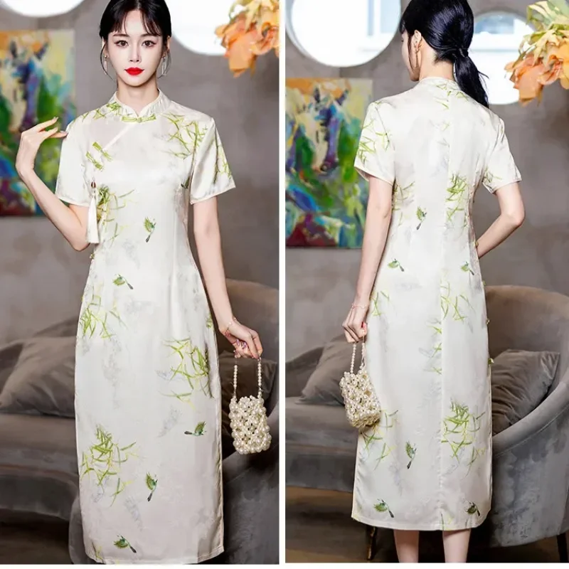 

Modern Improve Cheongsam Classic Chinese Style Qipao Dress New Summer Short Sleeve Women Clothing party dresses