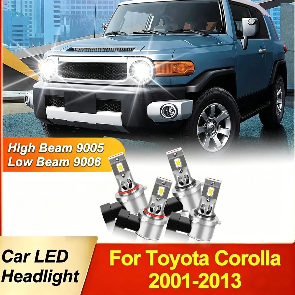 

For Toyota Corolla 2001-2013 LED Headlights Lamps 9005 9006 High Low Beam Kit LED Bulbs 6000k High Intensity 3570 CSP Chips