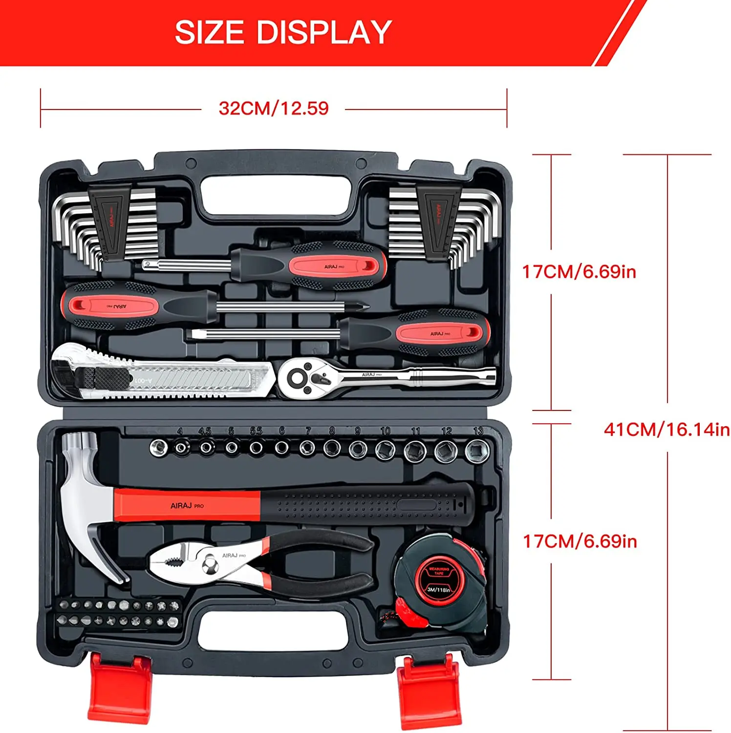 Tool Set 57 Pcs,AIRAJ General Household Tool Kits with DIY Tools Suitable for Daily Maintenance,Home & Office Tool Kit Set