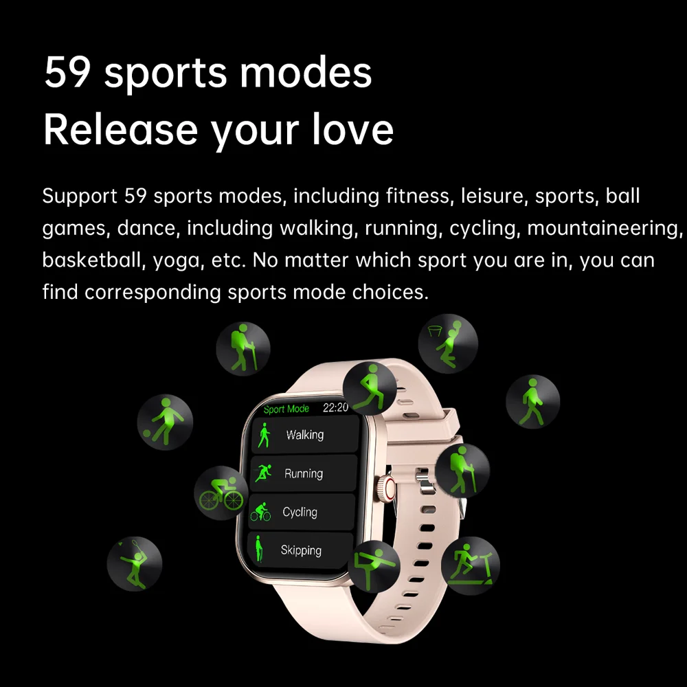 Nieuwe 2.01 "Blue Tooth Call Mannen Smart Horloge Hartslag Waterdichte Sport Fitness Armband Voice Assistant Muziek Smartwatch Vrouwen