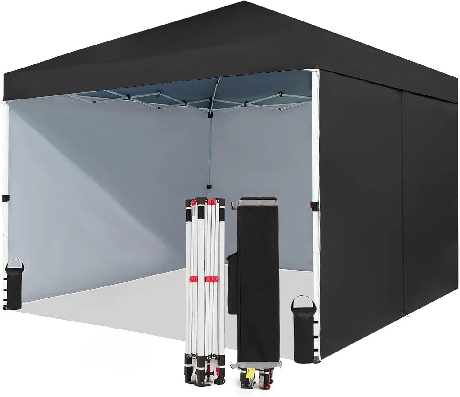 10X10 Comercial Instant Canopy Pop Up Tent with Center Lock (10x10 with 4 Sidewalls, Black)