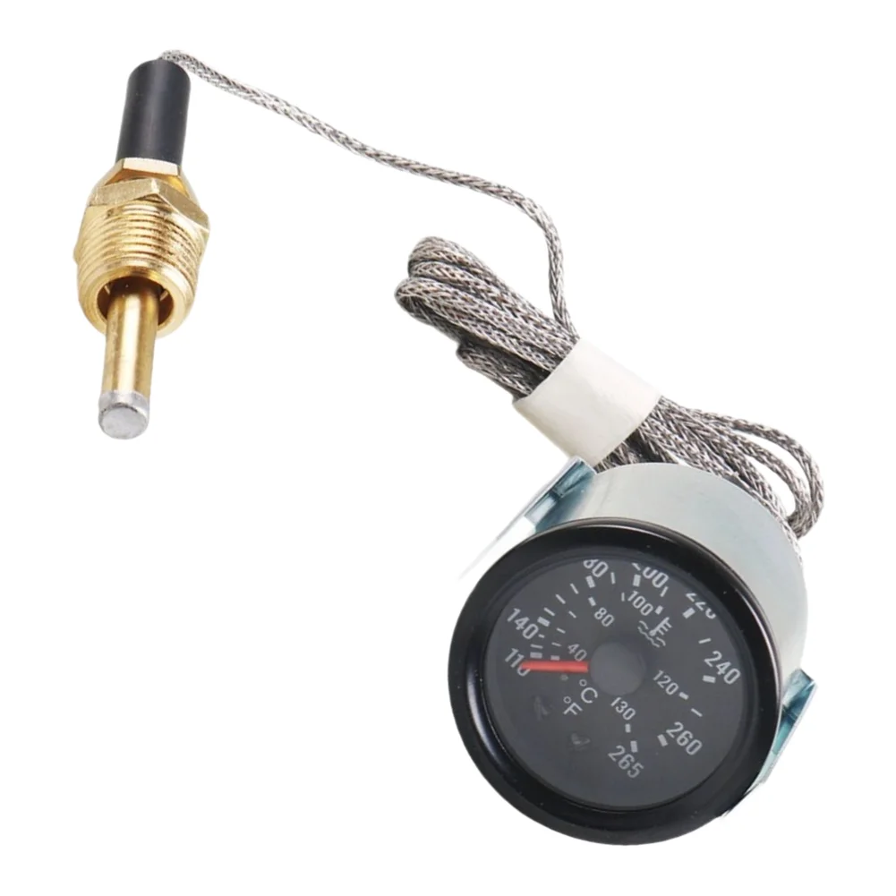 Brass Threaded Probe Water Temperature Gauge for Cars with Round Dual Scale Display and 1.8M 2.4M 3.6M Cable Length Support