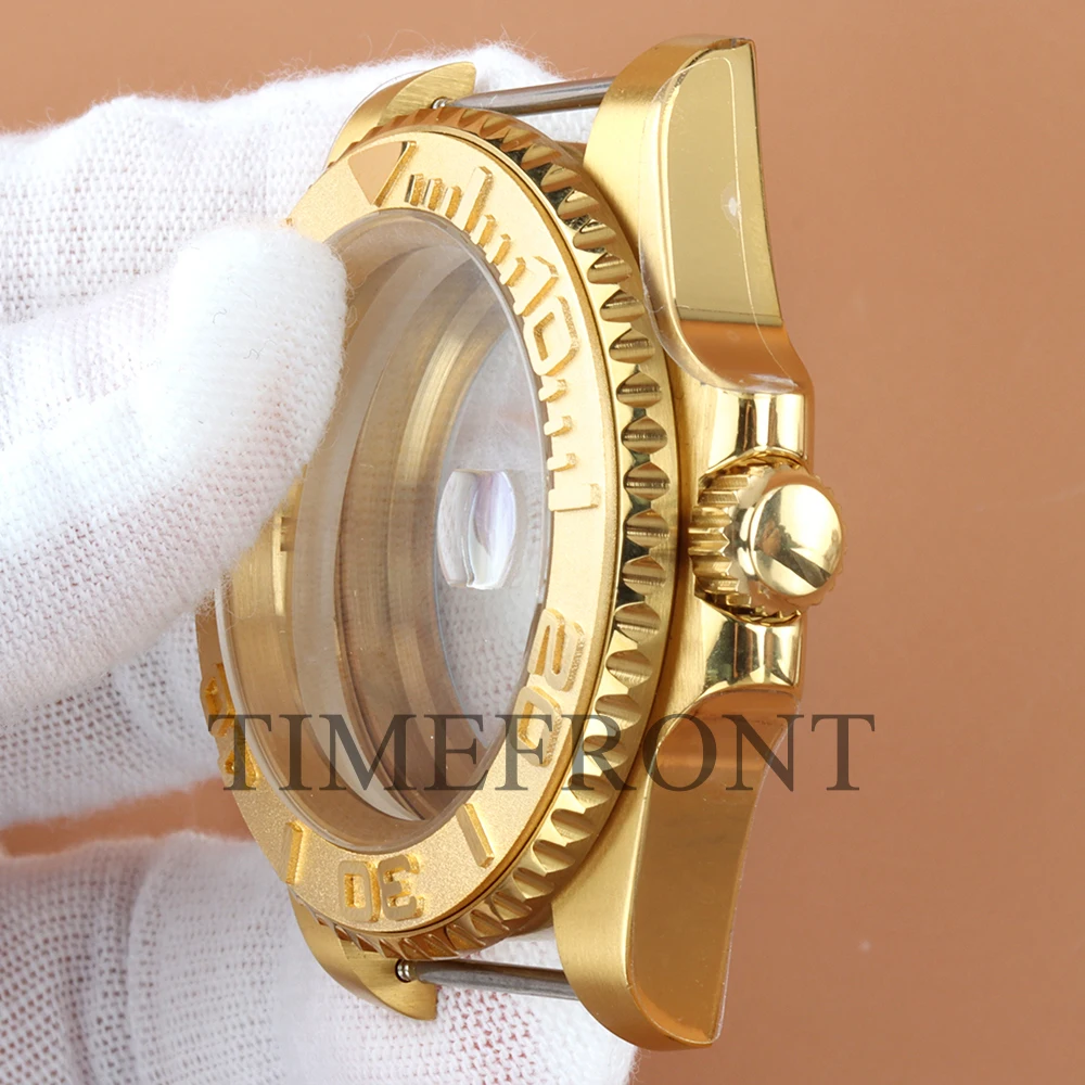 For SUB GMT 40mm NH35 Watch Case PVD Gold Dive Waterproof Sapphire Fit Yacht-master NH34 NH35 NH36 NH38 Movement 28.5mm Dial