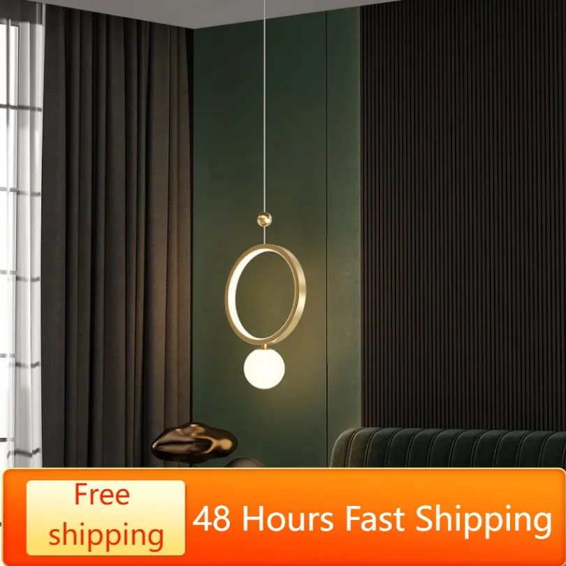 

Светодиодный подвесной светильник, Современное украшение для спальни, прикроватного столика, кольцевая Потолочная люстра, домашний декор, скандинавский ресторан, гостиница