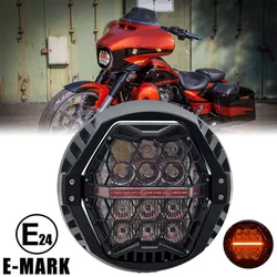 7 Inch Round LED Headlight DRL E24 approved For Harley Touring Street Glide 2014-2023 Motorcycle Headlamp Projector Hi-Low Beam