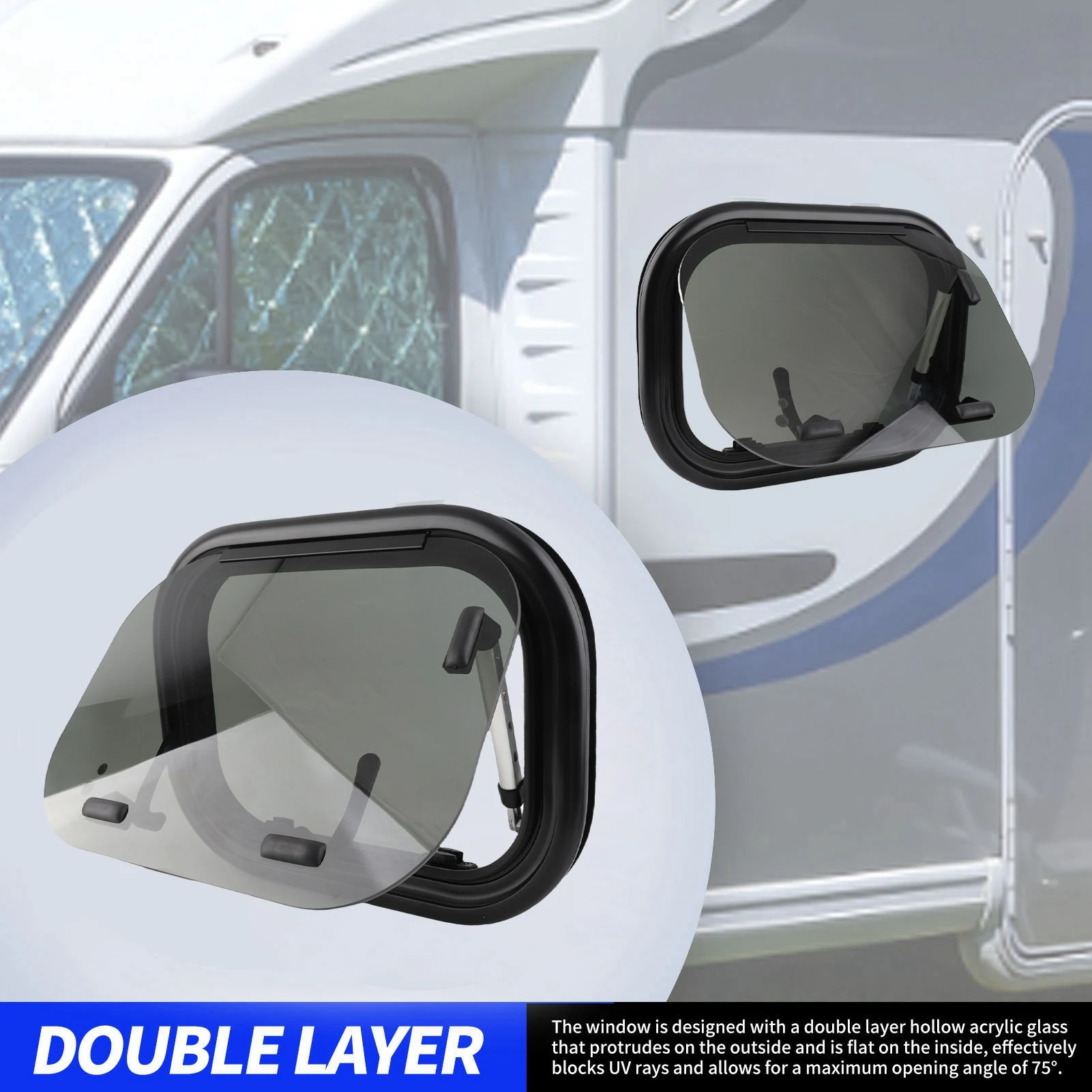 

Окно 16x12 дюймов, амортизирующее закаленное стекло, защита от ультрафиолета, открытие для автофургонов, прочное для караванов, кемперов, прицепов