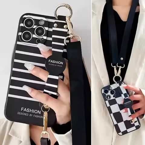 Wrist Strap Lanyard Case For Samsung S23 S22 S24 S21 S20 FE Plus Ultra Note 10 20 Line Crossbody Phone Holder Cover
