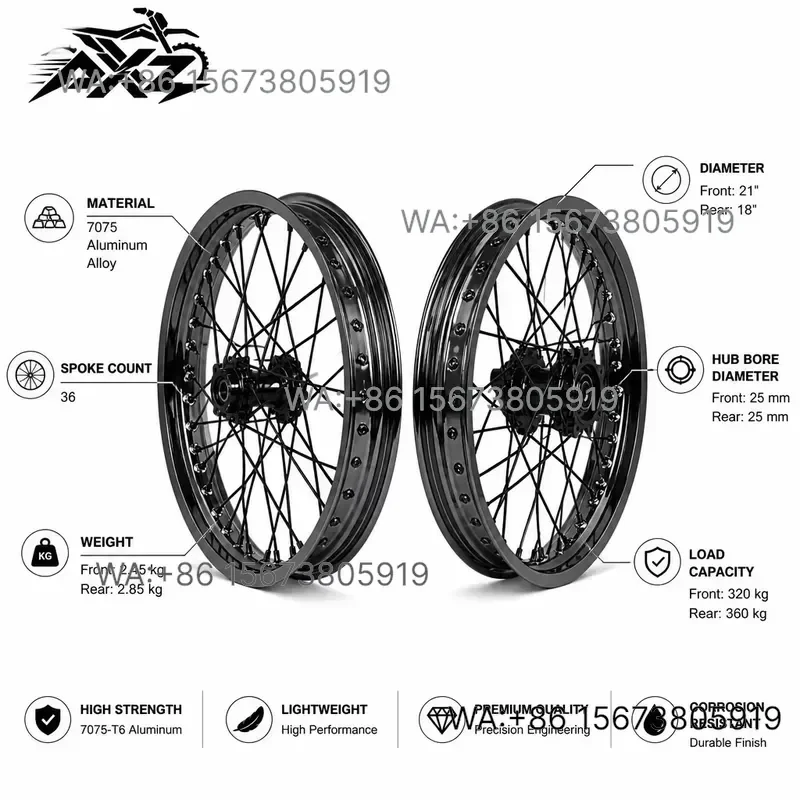 For Wmwmnu 21 18 Inch Enduro Wheelset  Arctic Leopard XE Pro S Dirtbike CNC Billet Hubs Heavy Duty Stainless Spokes