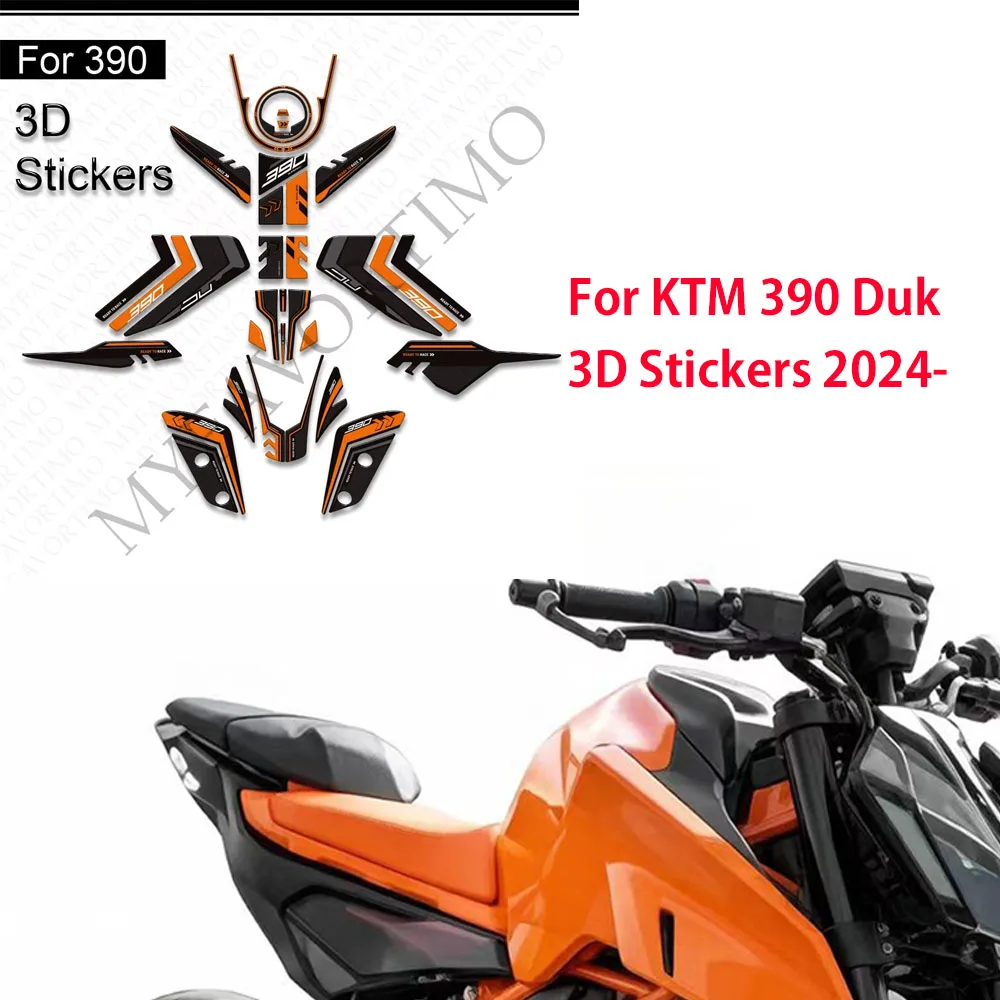 For KTM 390 Duk 2024 2025   Motorcycle Fairing Fender Protector Tank Pad Side Grips Gas Fuel Oil Kit Knee TankPad Stickers Decal