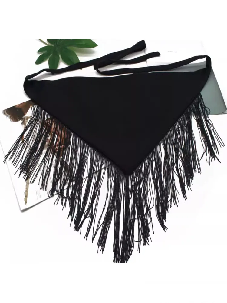 Cravatta frontale nera Triangolo Fascia da smoking Fasciatura da donna Papillon Cinture con nappe per abito da donna Cravatta con corsetto Cintura con fiocco Cintura giapponese