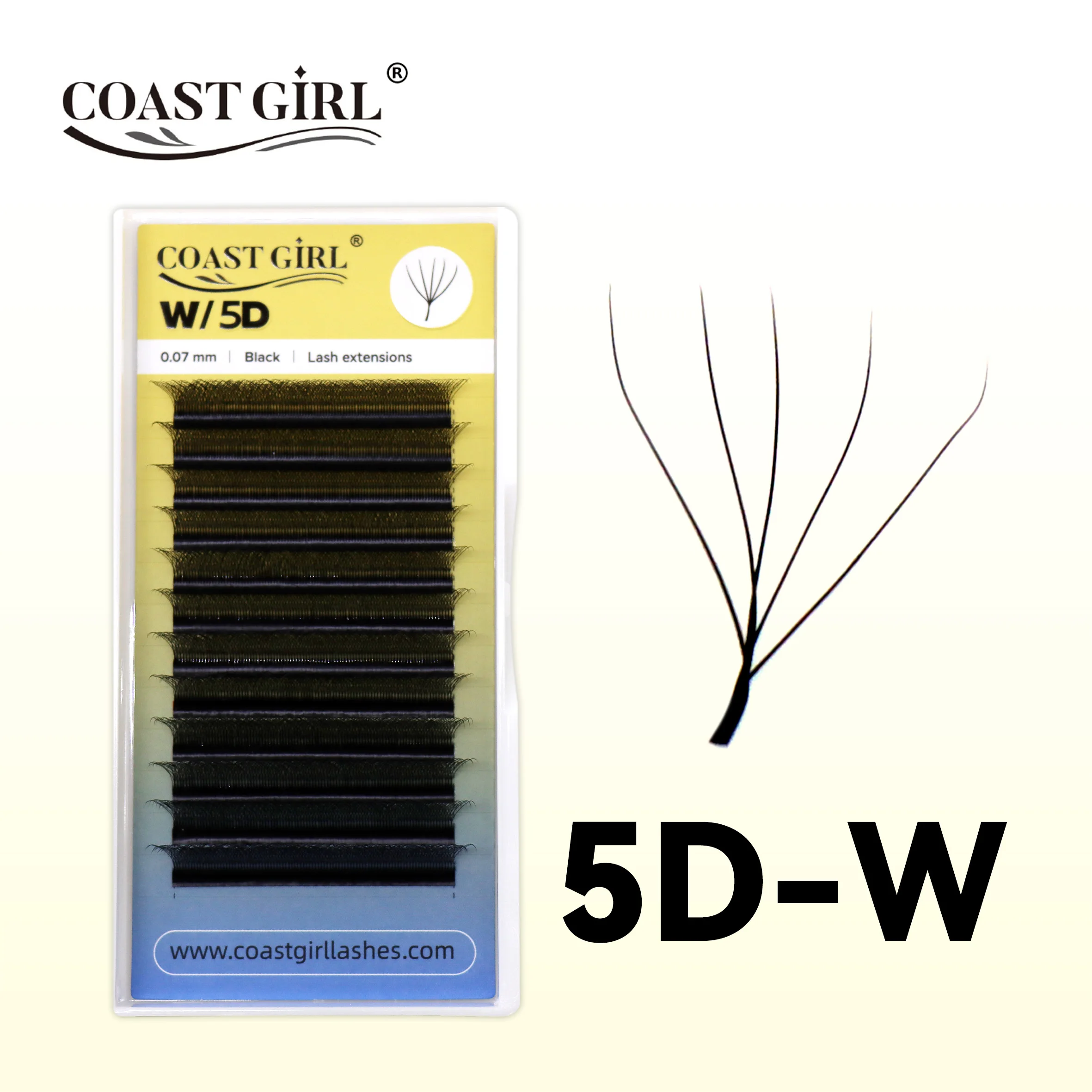 COAST GIRL 5DW Shape Eyelashes Extensions 0.07mm C/D Curl 8-15mm 5D Premade Fans Natural Soft Handmade Black False Eyelashes