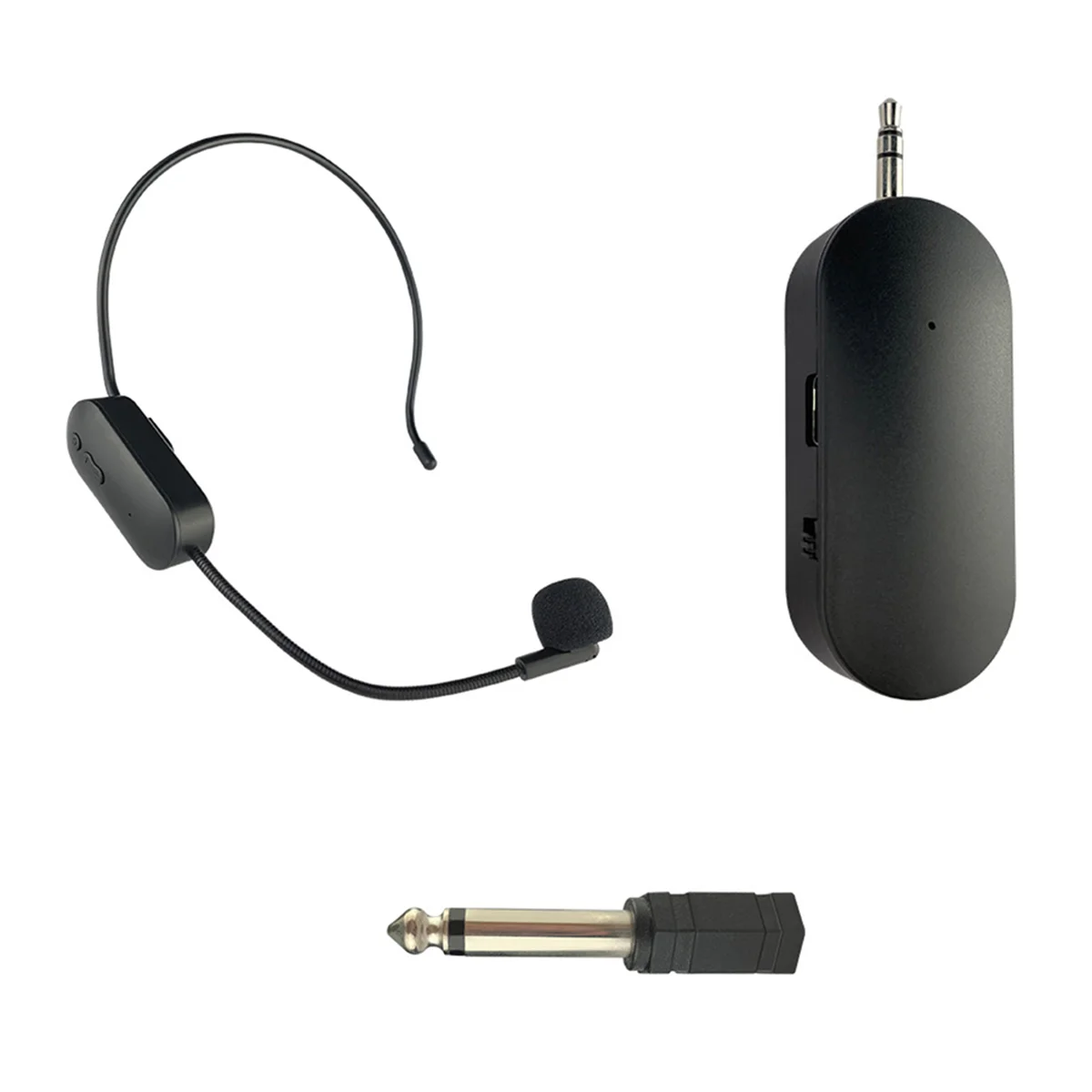 2.4G Wireless Head-Mounted Lavalier Microphone Set Transmitter with Receiver for Amplifier Voice Speaker 1 to 2