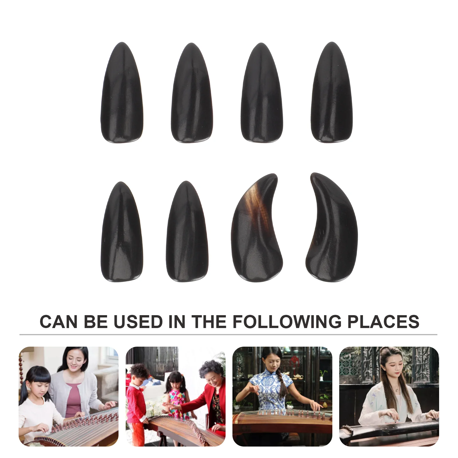 8 Pcs Nails Practice Tools Accessories False Fake Finger Picks Black Horn Child for Kids