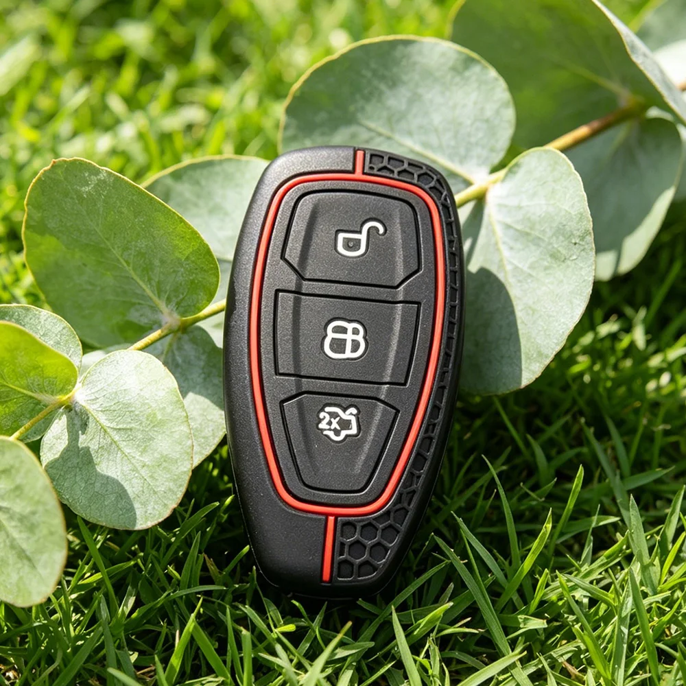 Car Key Pack for Ford ST Line Fiesta Focus Mondeo Ecosport Kuga Puma Edge Escape Metallic Silicone Car Key Fob Case Accessories
