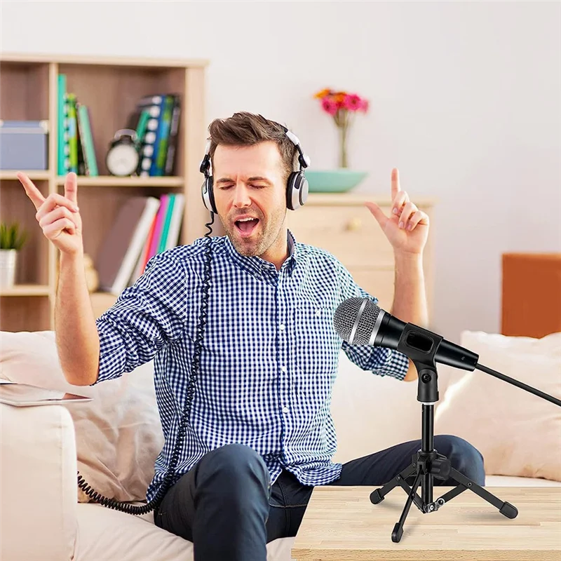 New-Portable Microphone Stand Desktop Tripod Table Stand Adjustable Mic Stand Mic Clip Holder Bracket