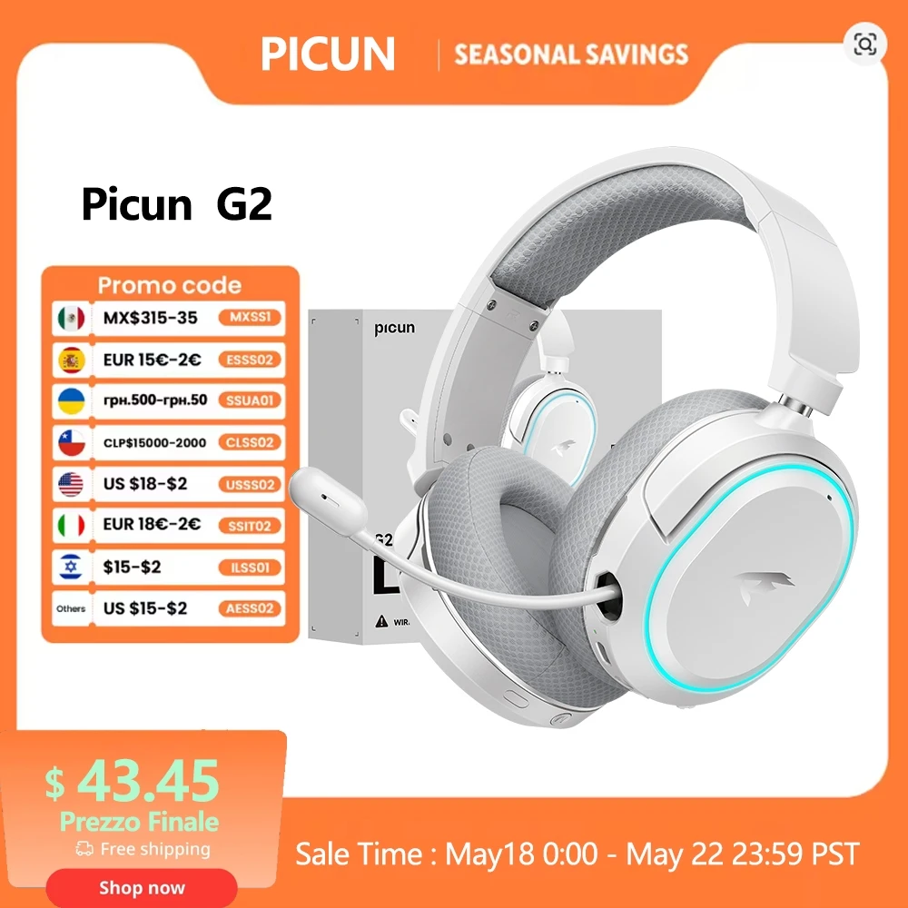 Picun G2 2,4 GHz Bluetooth auriculares inalámbricos para juegos para PC PS4 PS5 interruptor de teléfono 5ms baja latencia 7,1 auriculares con cable envolvente micrófono ENC