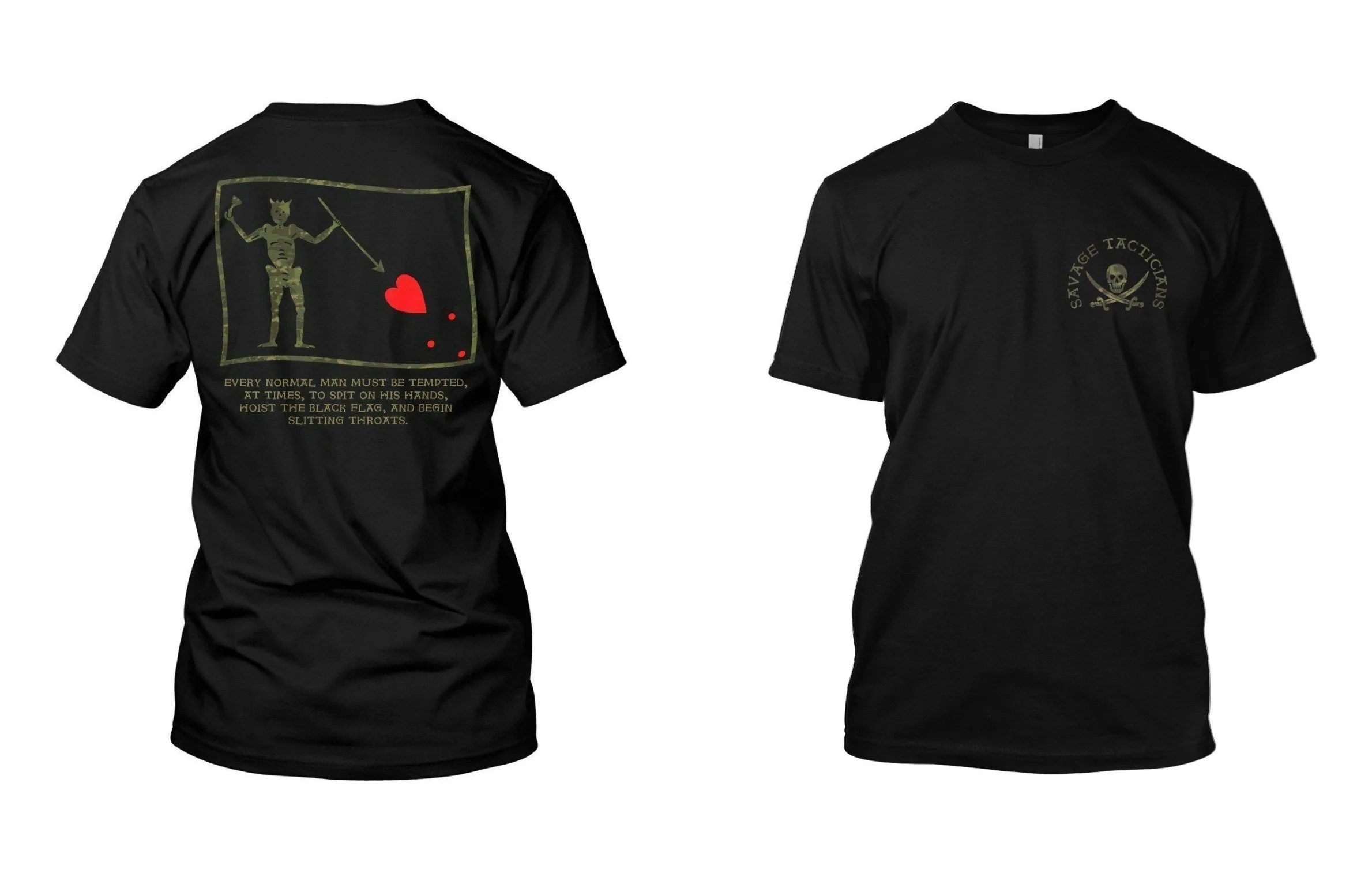 Hoist The Black Flag Savage Tacticians Military Tactical Trend Brand Graphic T-Shirt Cotton Men Women Streetwear Tee view 3