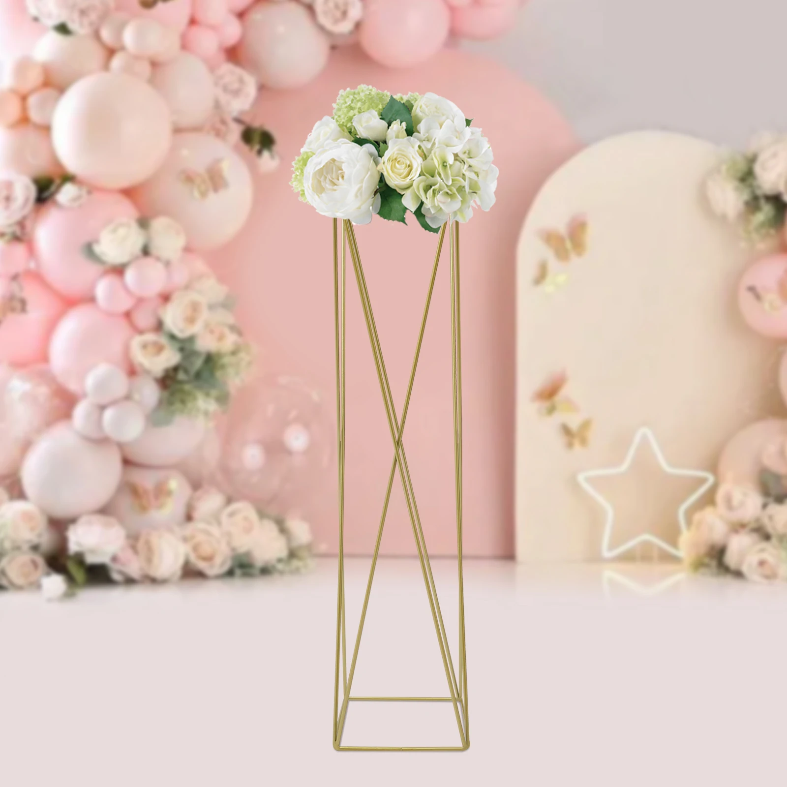 Modern Rhombus Bouquet Stand Wedding Flower Bracket Metal Balloon Stand Backdrop Garden Decorative Stand Golden/Silver