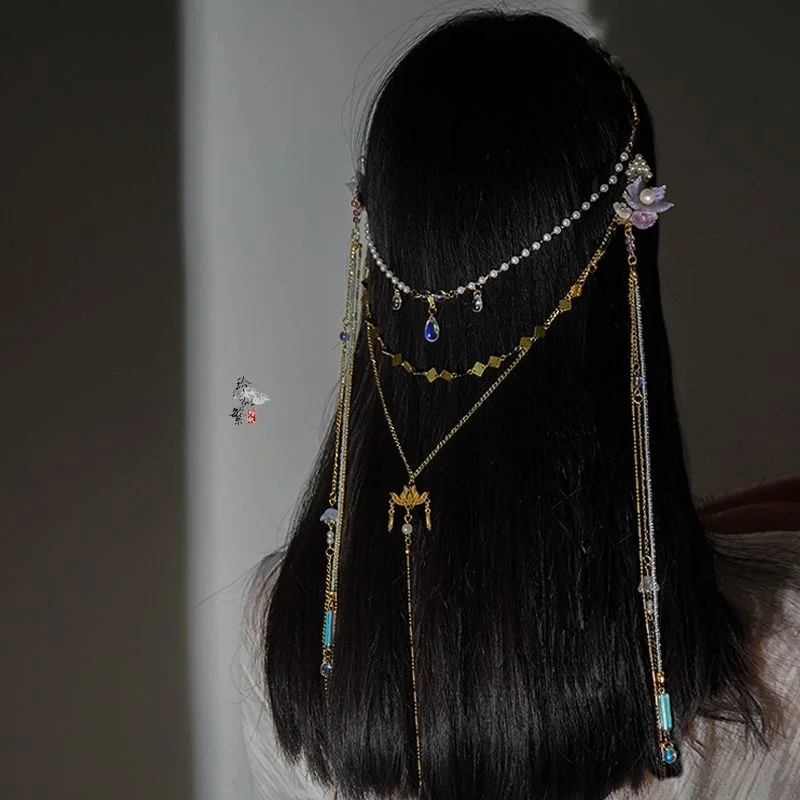 Cang Lan Jue Xiao Lanhua nakrycia głowy Yu Shuxin Hairband Xiao Lanhua stroik wróżka długi Tassel codzienne akcesoria do włosów prezent dla par