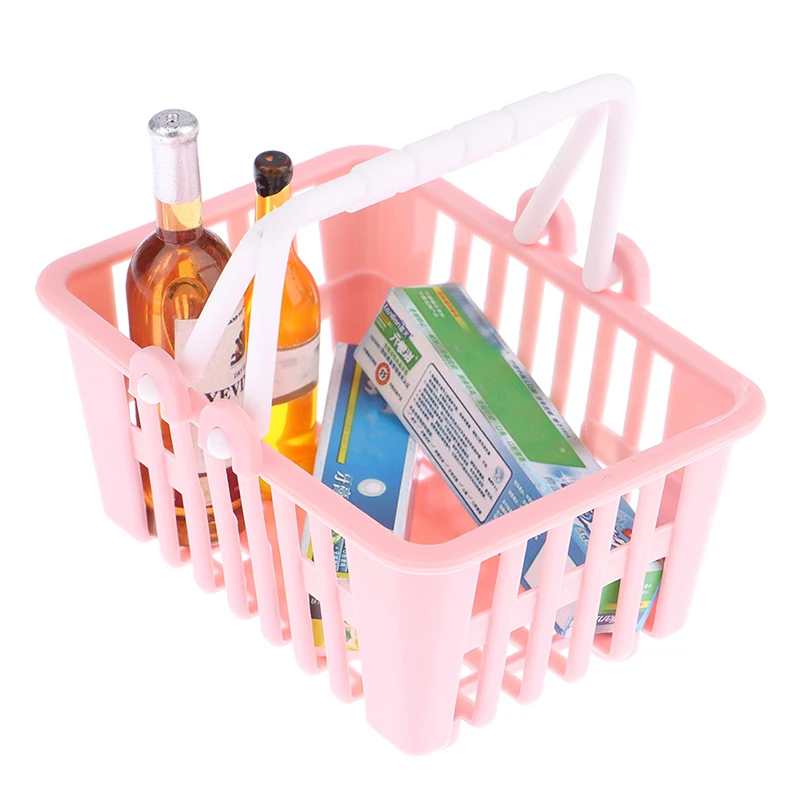 2 Stuks Poppenhuis Mini Winkelen Hand Manden Model Poppenhuis Supermarkt Mand Voor Boodschappen Speelgoed Doen Alsof