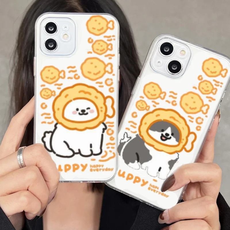 Drumsticks Cat Dog Couple Phone Case For IPhone 15 14 13 12 11 Pro Max X XS XR 7 8 Plus SE2 Funny Puppy Animal Mobile Call Cover