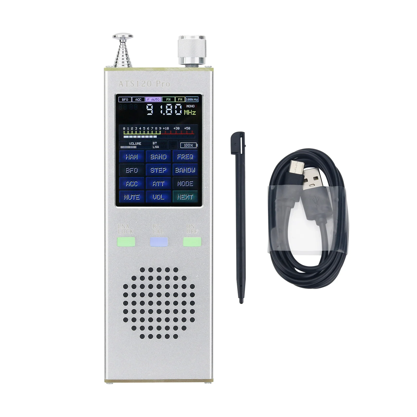 Officially Licensed ATS120 Pro V4.1x SI4732 FM LSB USB SBB Full Band RDS Radio Receiver Digital Decoder With TFT LCD
