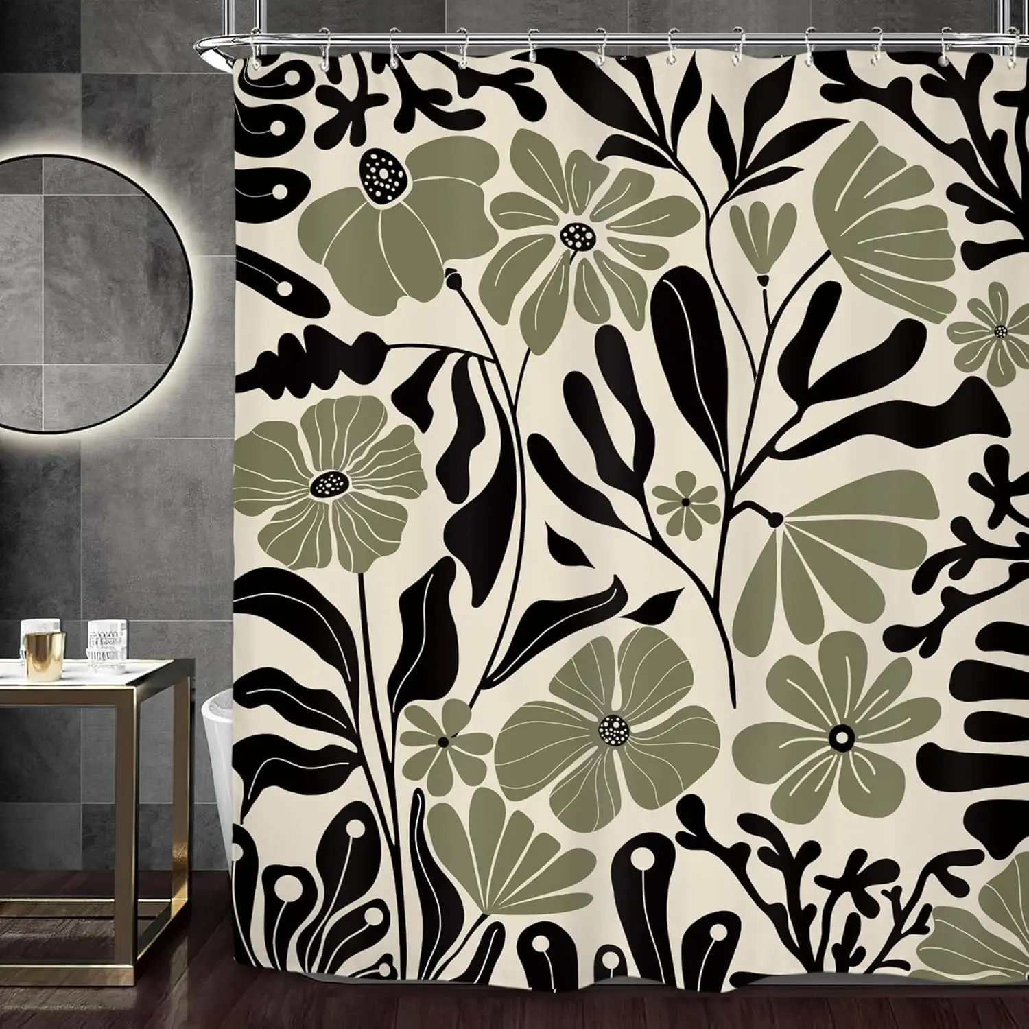 

Waterproof Botanical Floral Shower Curtain Liner Polyester Tropical Leaf Pattern Modern Bathroom Decor Home Decor Accessory