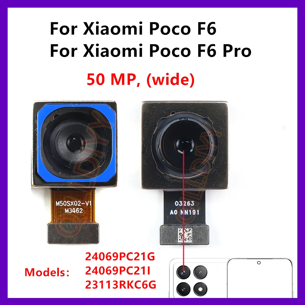 Cámara trasera principal de 50MP para Xiaomi Poco F6/F6 Pro, módulo de cámara trasera 23113RKC6G 24069PC21G, reparación de teléfonos inteligentes