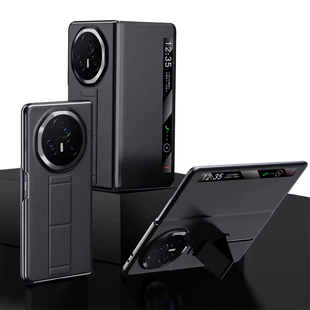 

Smart Flip Case for Honor Magic V2 V3 Vs2 Cowhide Genuine Leather Magnetic Wrist Strap Stand Kickstand Back Cover