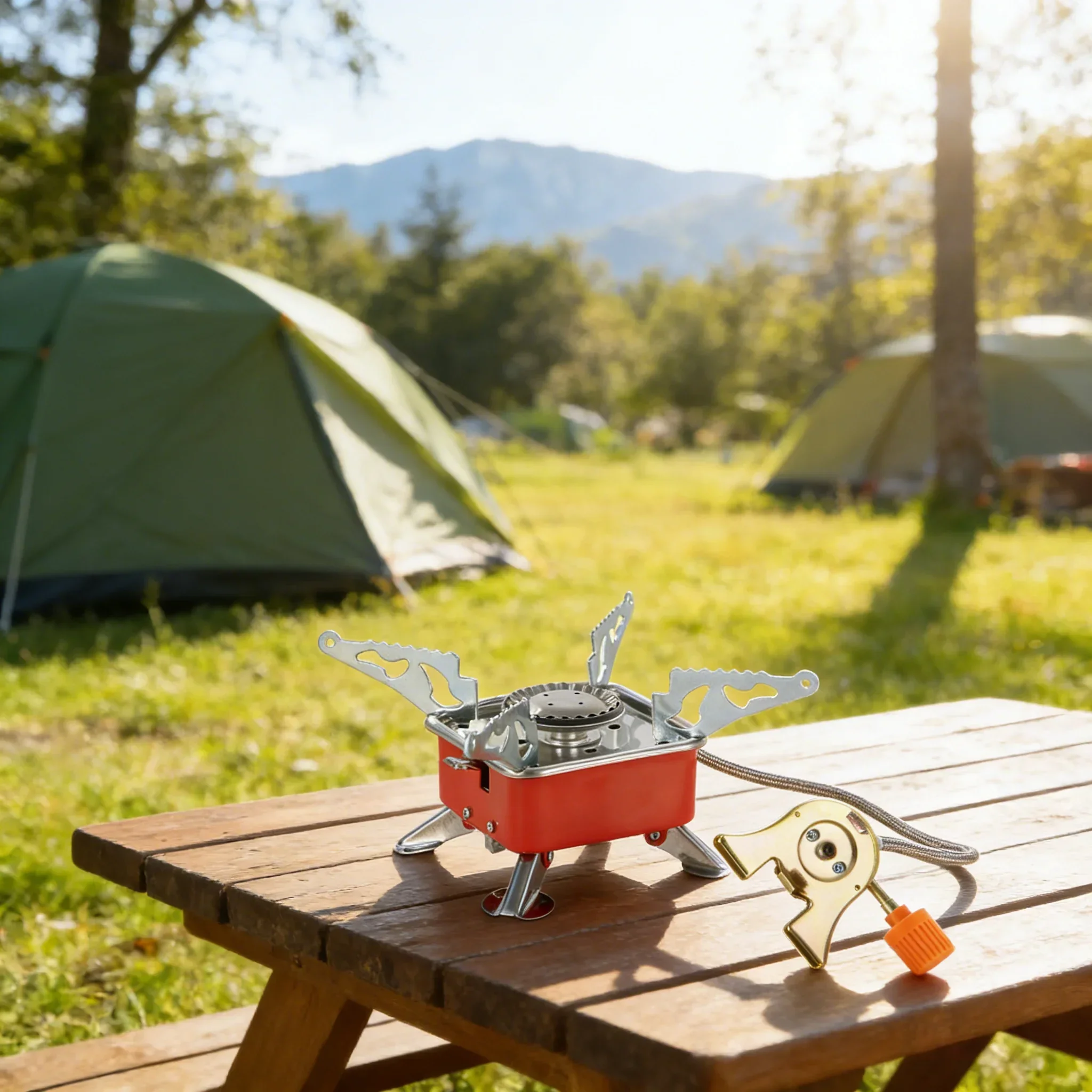 Portable Burner Camping Foldable Windproof Outdoor Gas Tank Stove for Backpacking Camping Hiking Picnic Camping Burner BBQ Grill