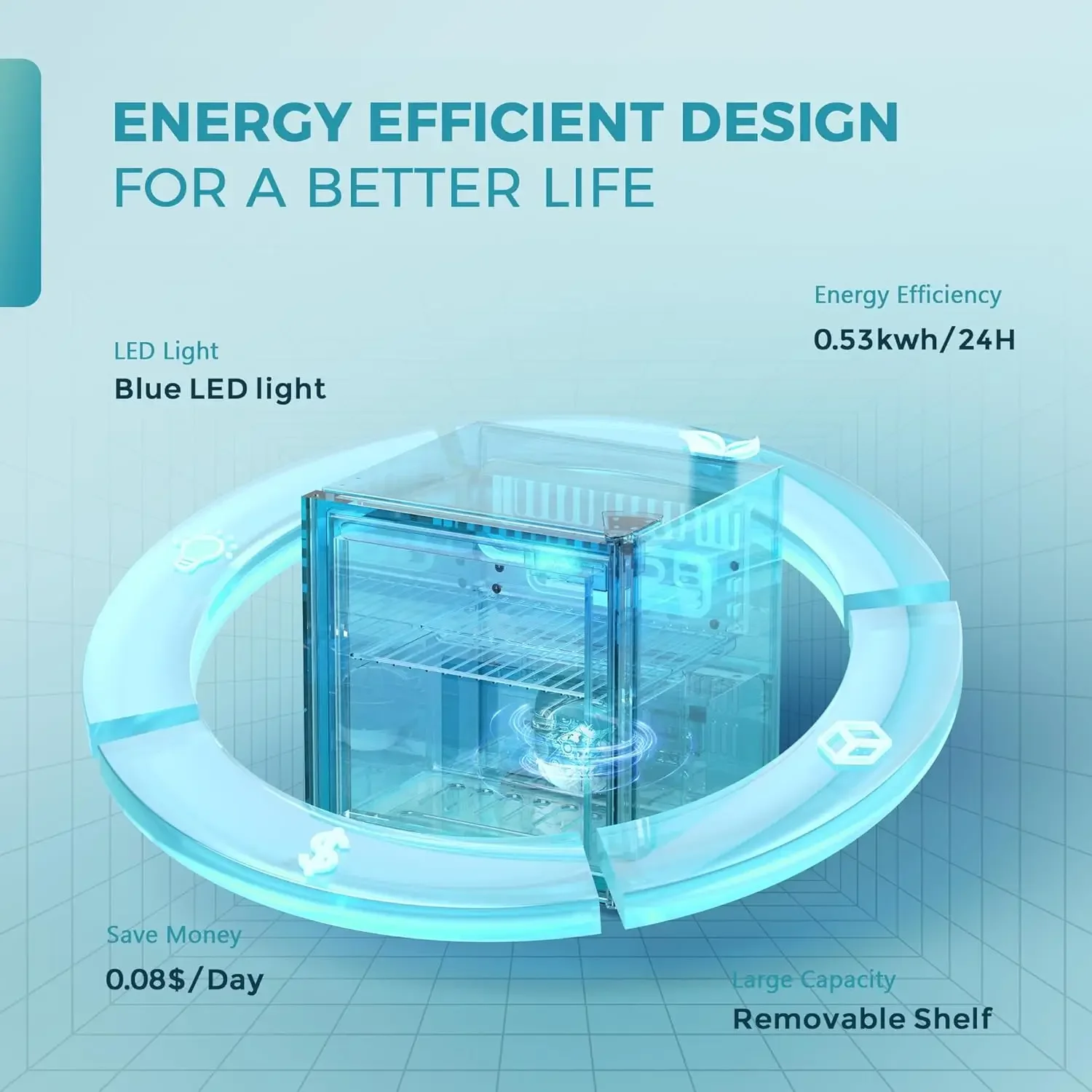 48 Can Beverage Refrigerator cooler-Mini Fridge Glass Door for Beer Drinks Wines, Countertop Beverage Fridge with Adjusta