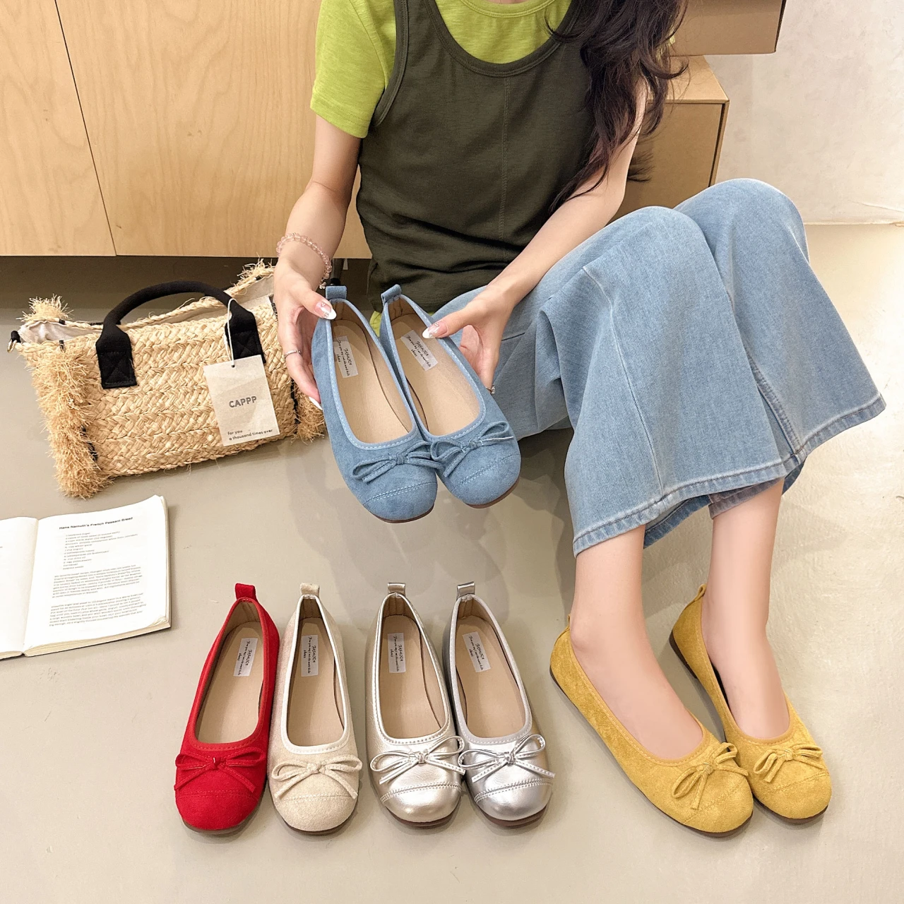 Spring and Autumn Women's Multicolor Choice Round Head Joker Ballet Flat Shoes 2026 New Fashion Bow One Foot Shallow Shoes